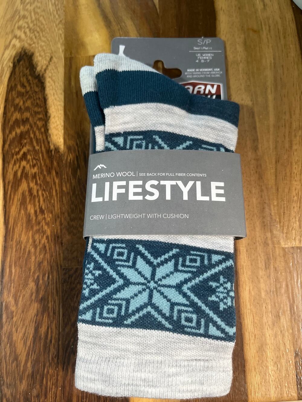 NEW Darn Tough Lifestyle Merino Wool Blue Crew Socks Women's Small